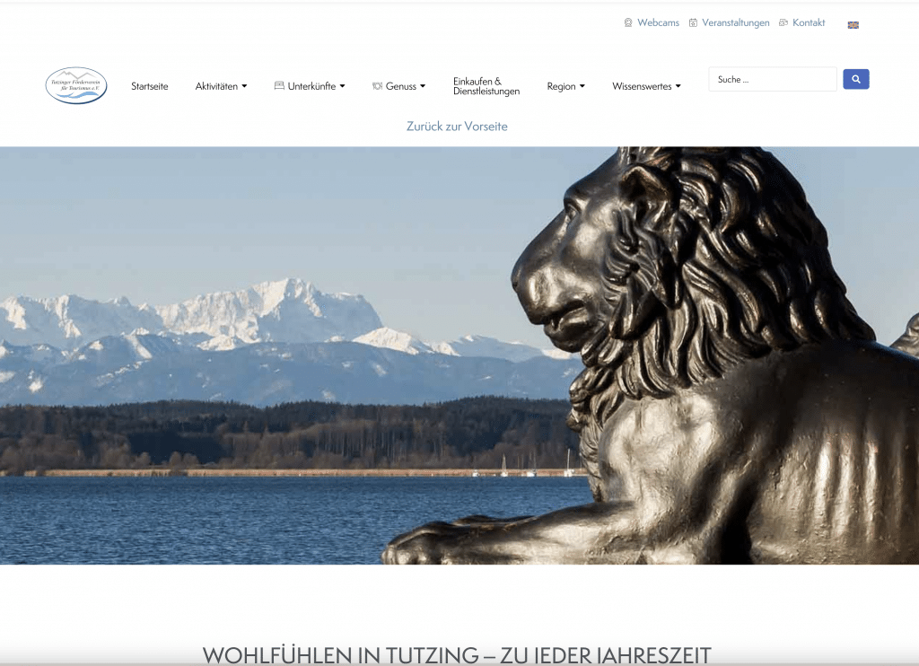 Webseite des Tutzing Tourismus
